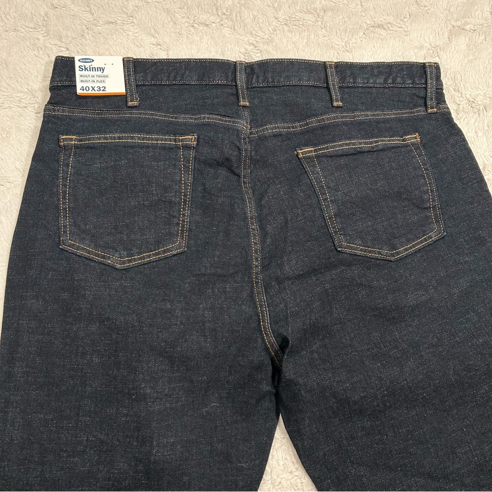 NWT Old Navy Dark-wash Skinny Built-In Tough Built-In Flex Jeans 40x32 - Picture 6 of 6